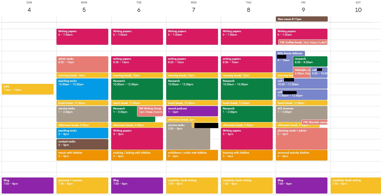 My Summer 2021 Weekly Template